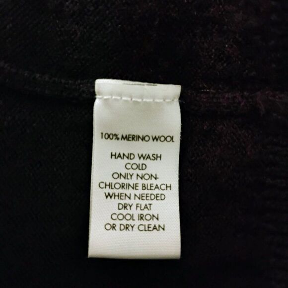 Calvin Klein Women's Sweater Crew Neck Merino Wool Stripe Soft Olive Eggplant L - Picture 10 of 11